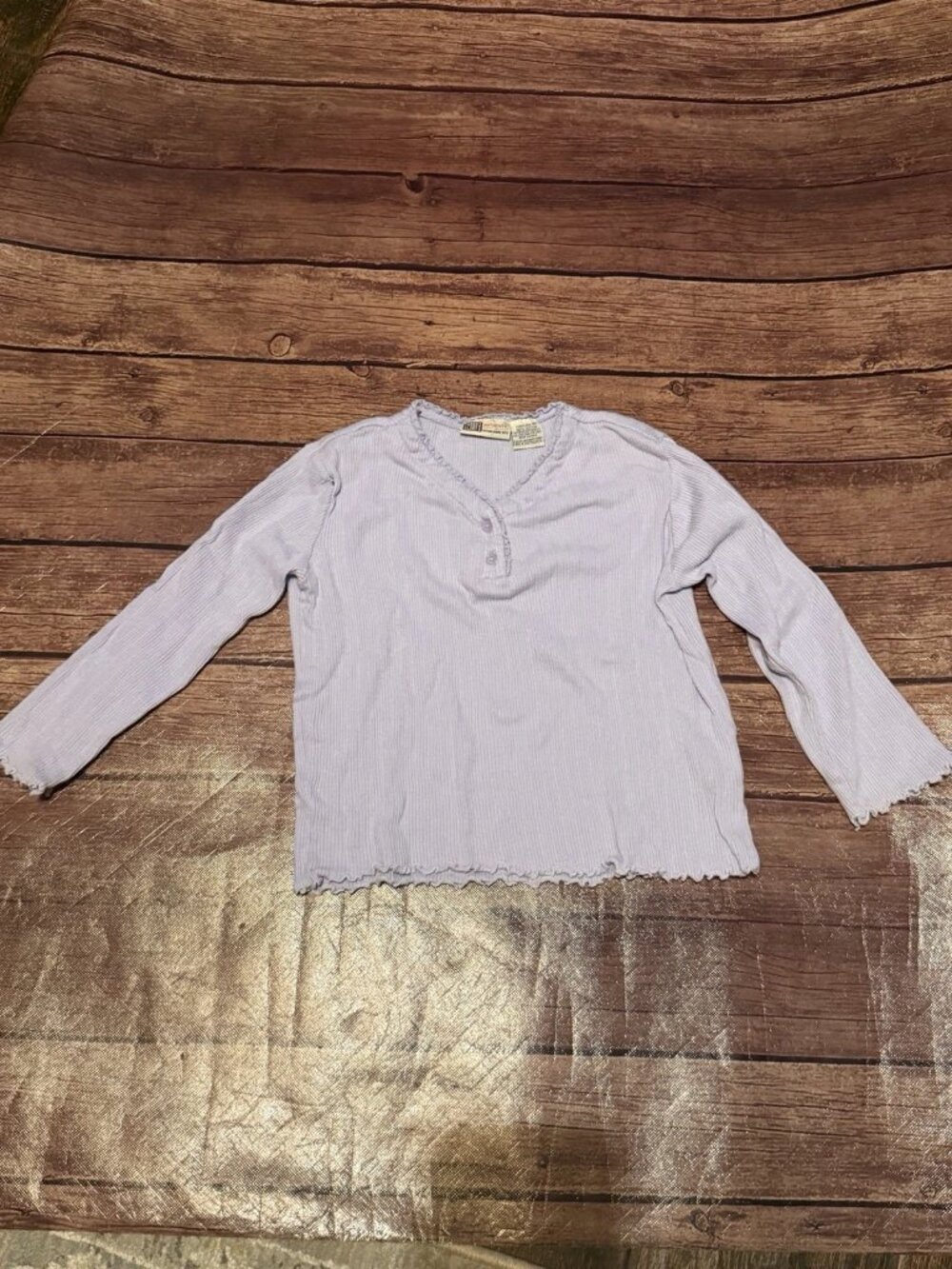 Toddler Girl Faded Glory Purple Ribbed Henley Shirt 4T